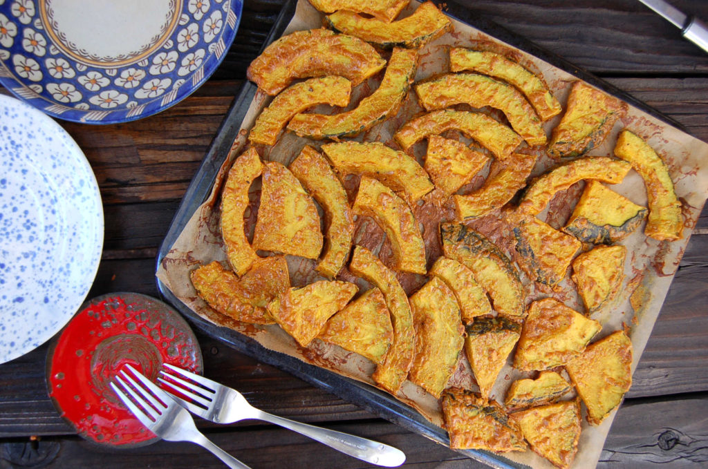 whole_food_plant_based Kabocha_squash_cooked_on_tray