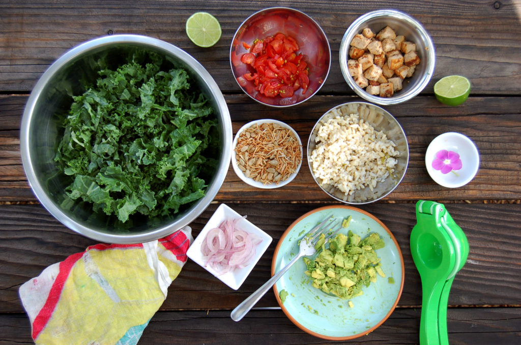 toasted_coconut_kale_salad_coconut_ingredients_on_table