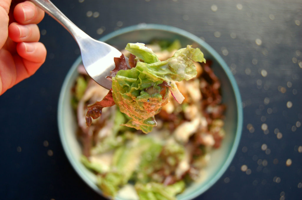 baked_tofu_green_salad_fork_fingers