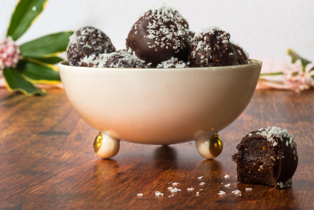 dark chocolate almond truffles plant based recipe