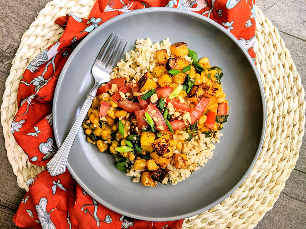 Vegan Coconut Curried Beans, Basmati & Butternut Bowl