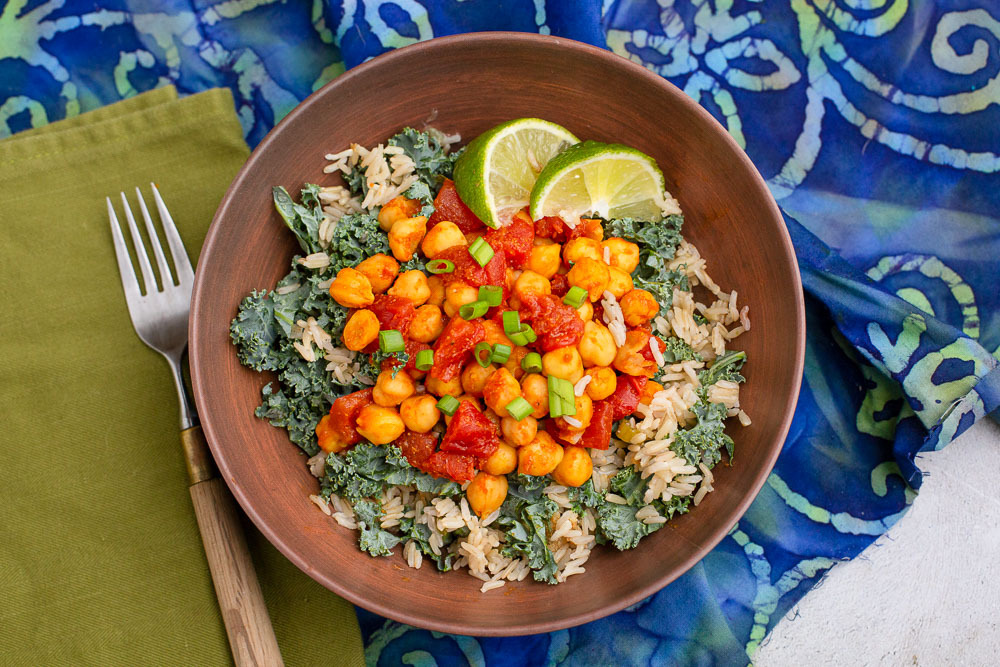 Chickpea (Chole)  Tikka Masala over  Green Onion Herb Rice