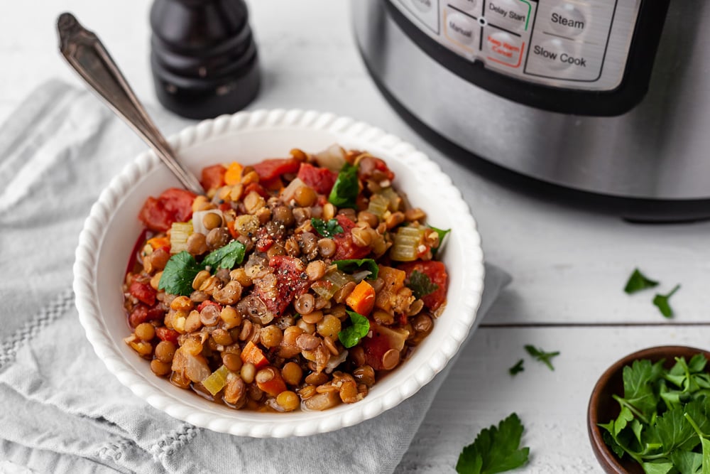 whole-food plant-based lentils instant pot