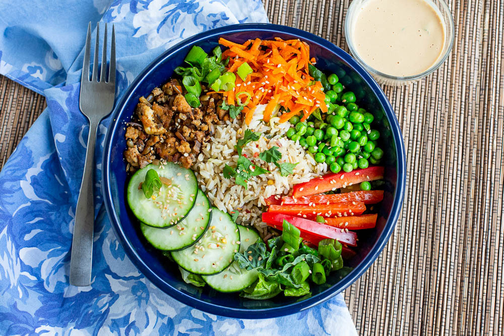 Build-Your-Own Vegan Thai Peanut Veggie Rice Bowl