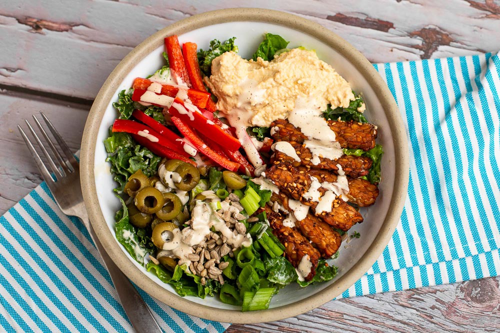 Big Dirty Salad with Garlic Tahini Dressing