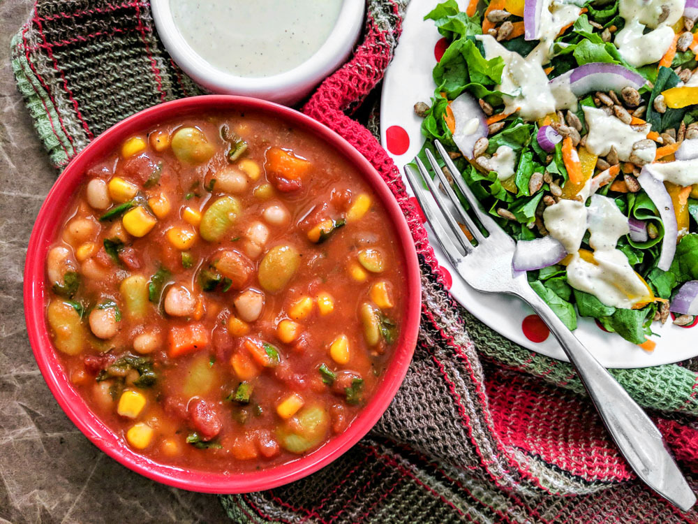 Tomato-Basil-Dairy-Free-Plant-Based-Vegetable-Soup-and-Sunshine-Salad