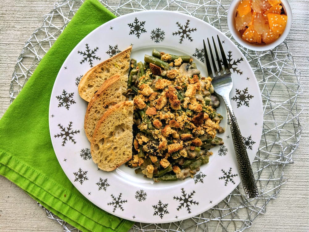 Holiday Vegan Green Bean and Mushroom Casserole and Winter Citrus Salad