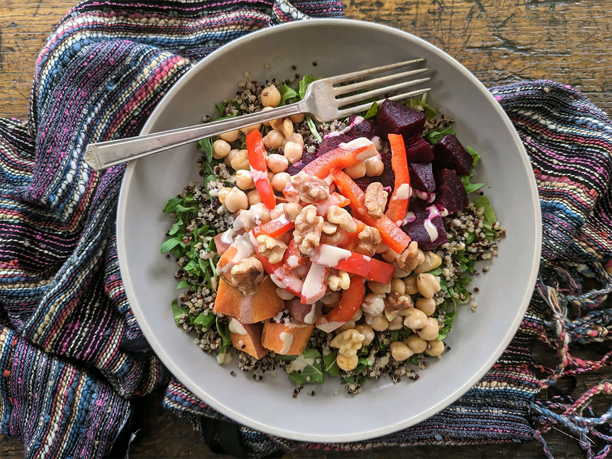 Beets Sweets Cosmos Bowl with Sunny Dairy Free Mustard Sauce