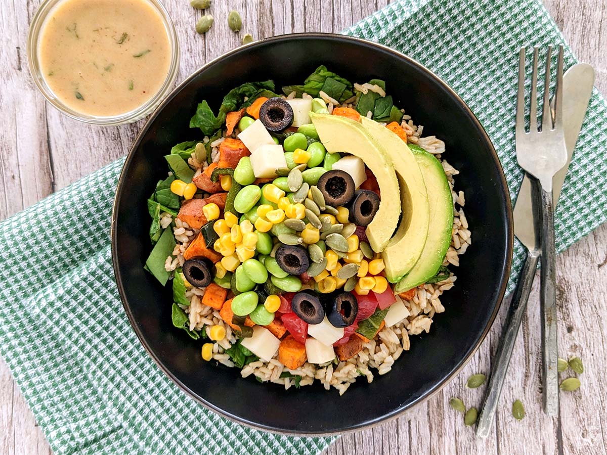 Fabuloso Whole-Food Plant-Based Fiesta Bowl with Herb Citrus Vinaigrette