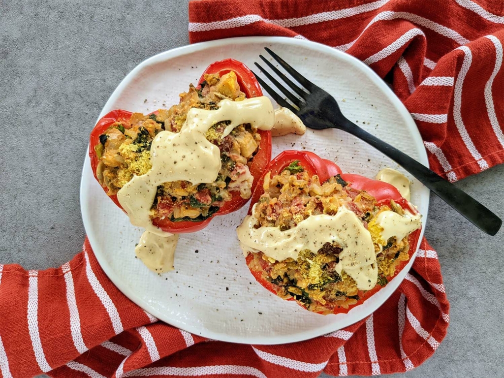 Stuffed Peppers with Dairy Free Alfredo Sauce