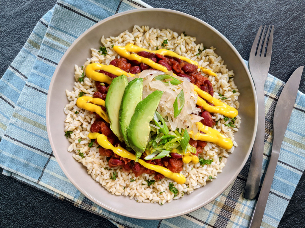 Kick-ass Kidney Bean Vegan Rice Bowl