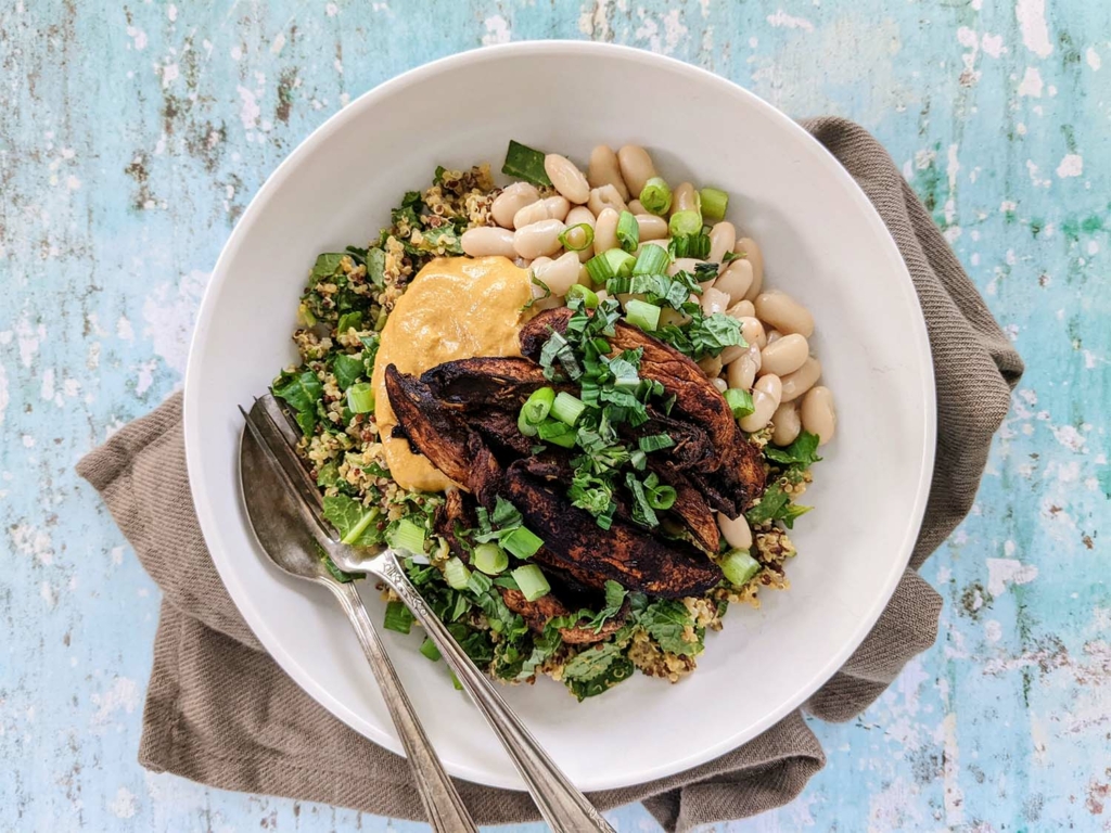 Vegan Smoky Portobello Steak Quinoa Bowl