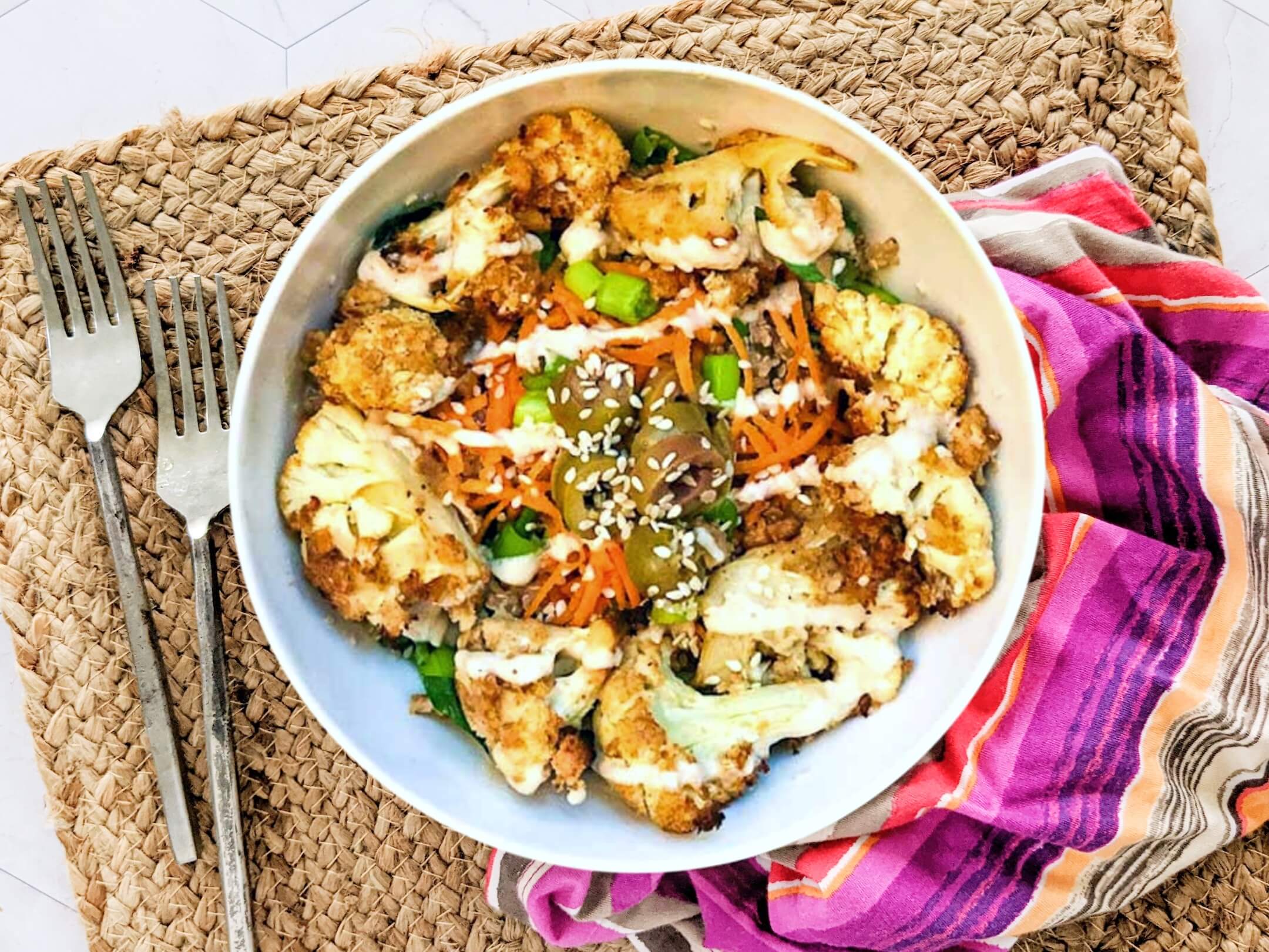 Crispy Cauliflower Boho Bowl Healthy Plant Based 