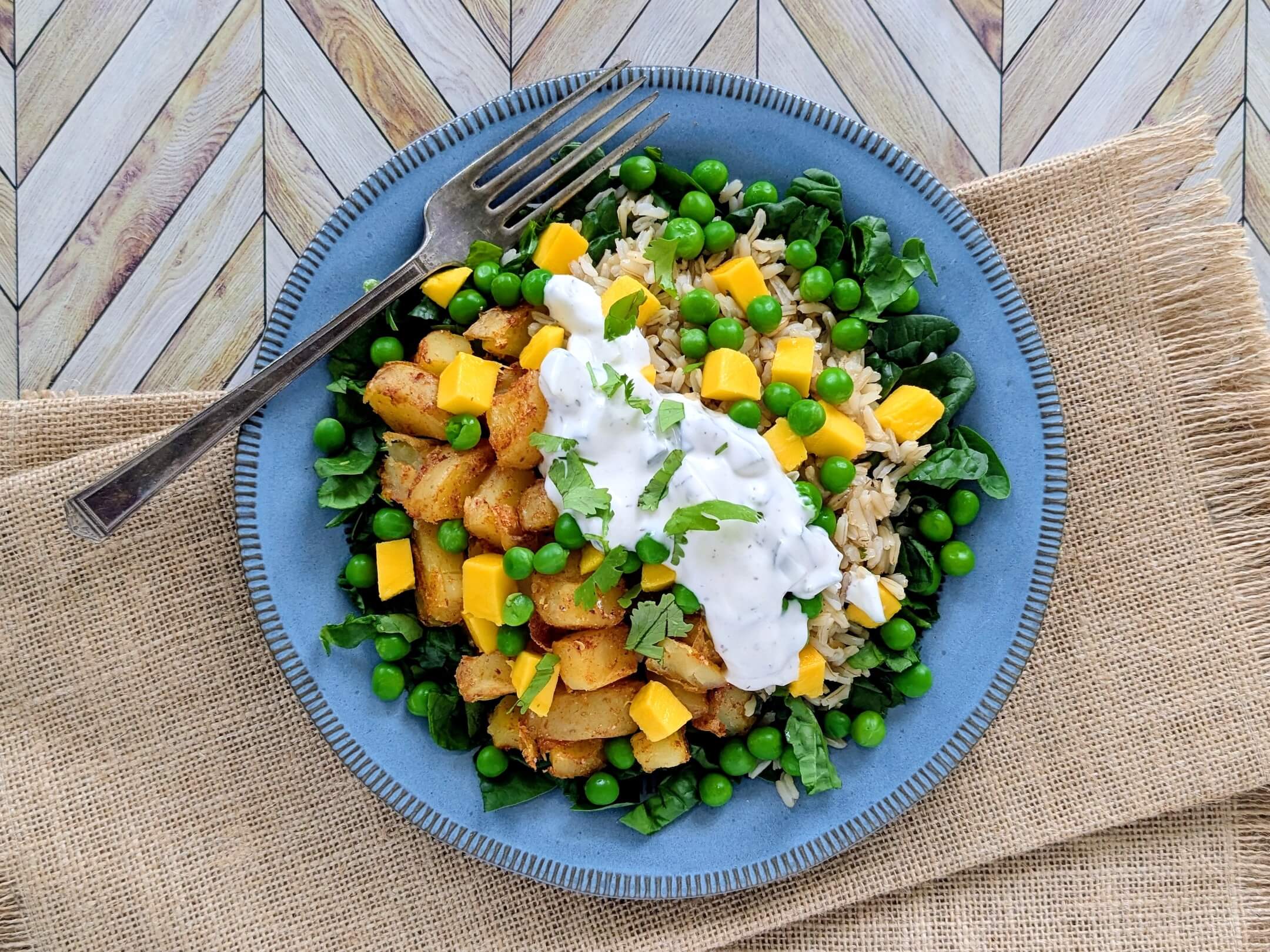 Bombay-sytle Potato & Peas Platter with Raita