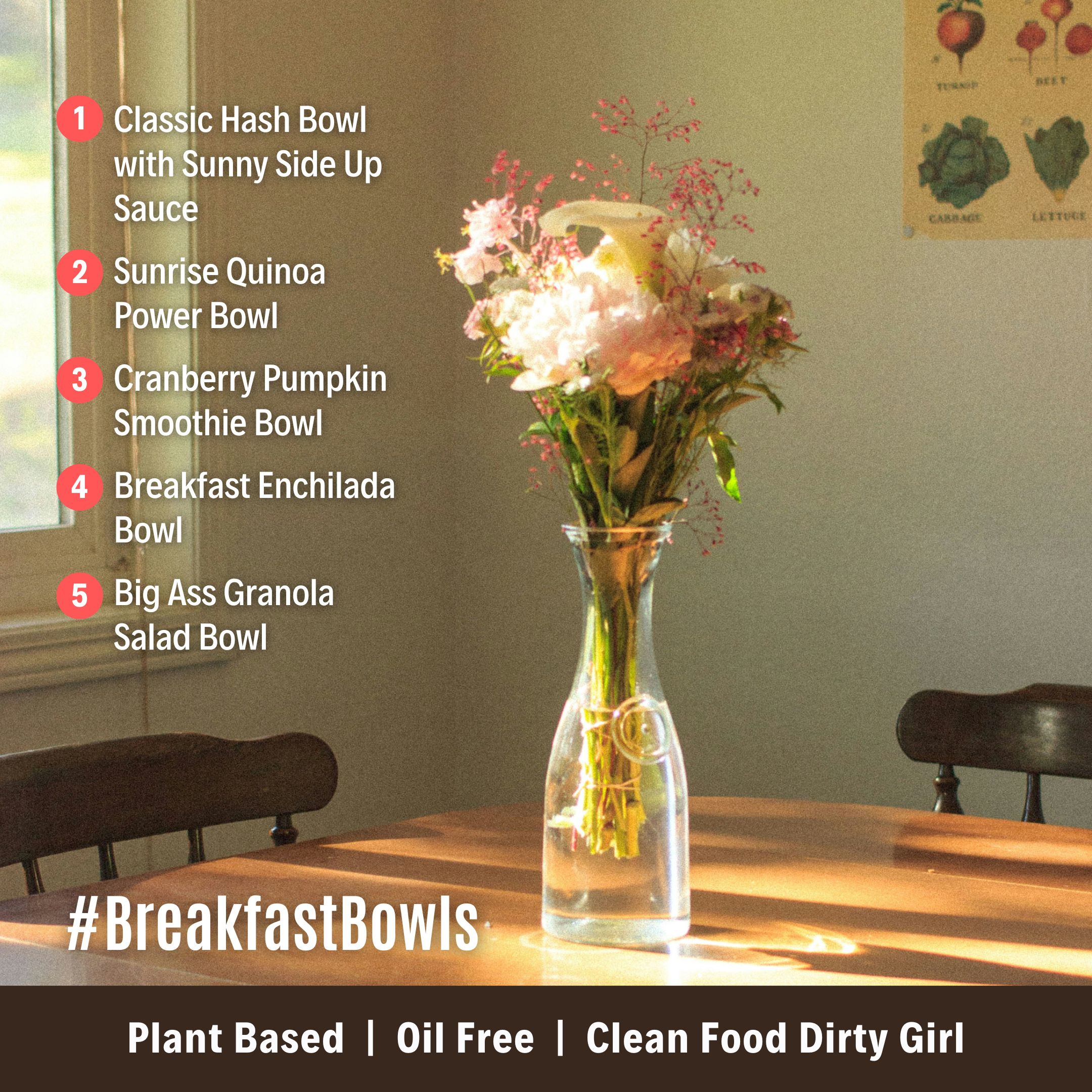 breakfast bowls plant based meal plan menu poster