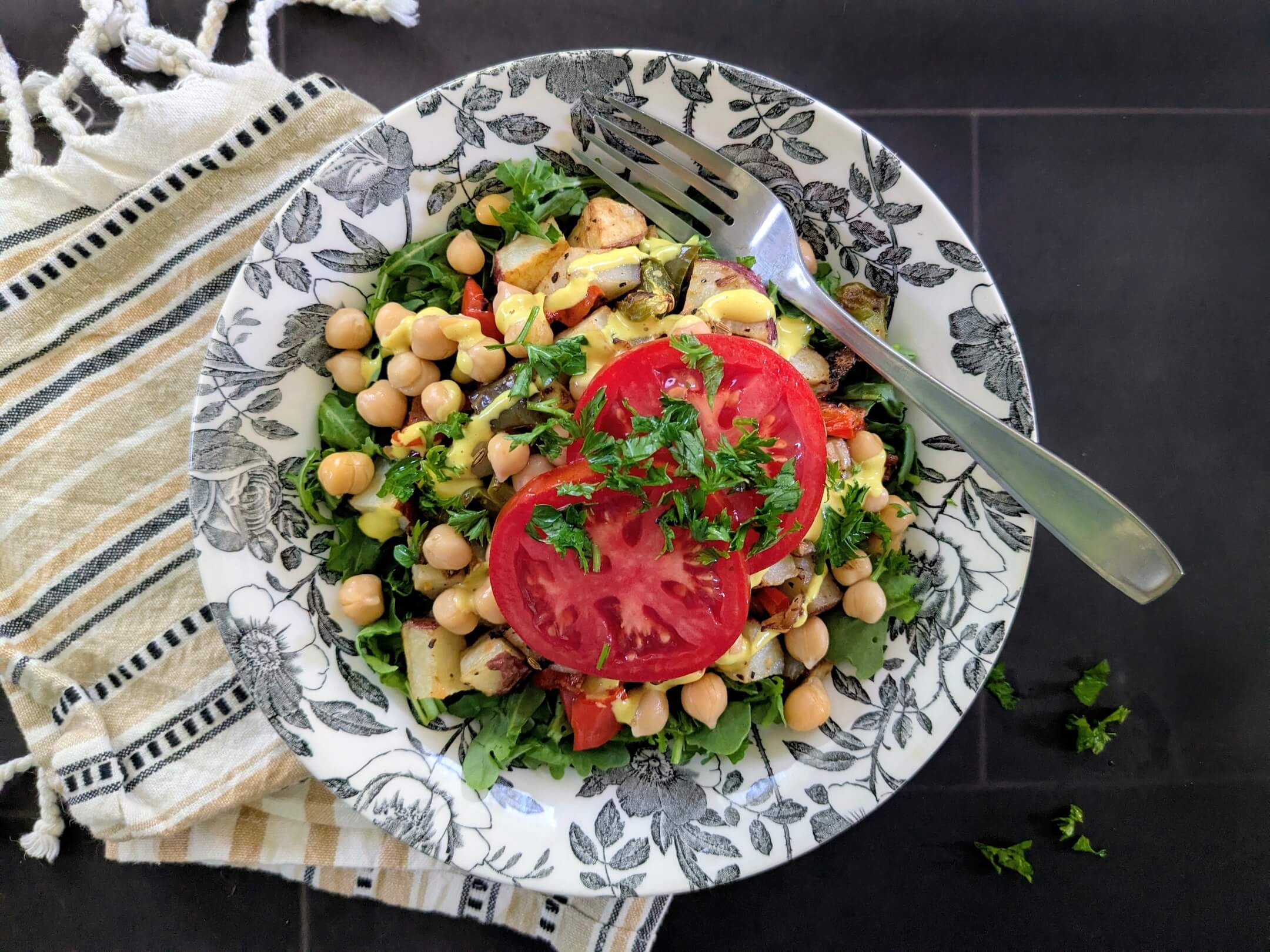 Classic Hash Bowl with Sunny Side Up Sauce plant based meal