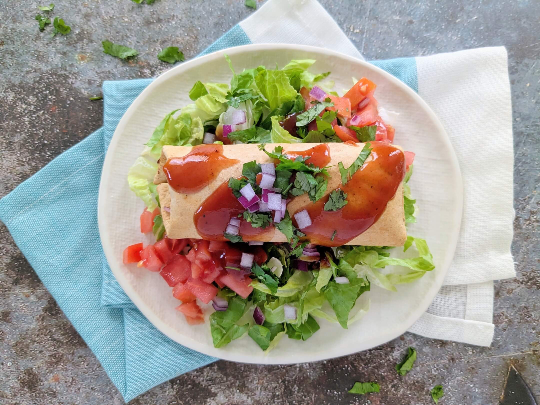 plant based Mole-smothered Chimichanga 