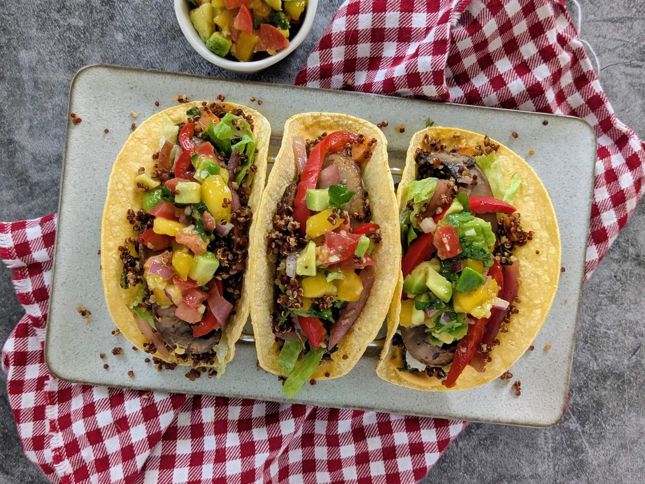 Caramelized Veggie Tacos with Tropical Salsa