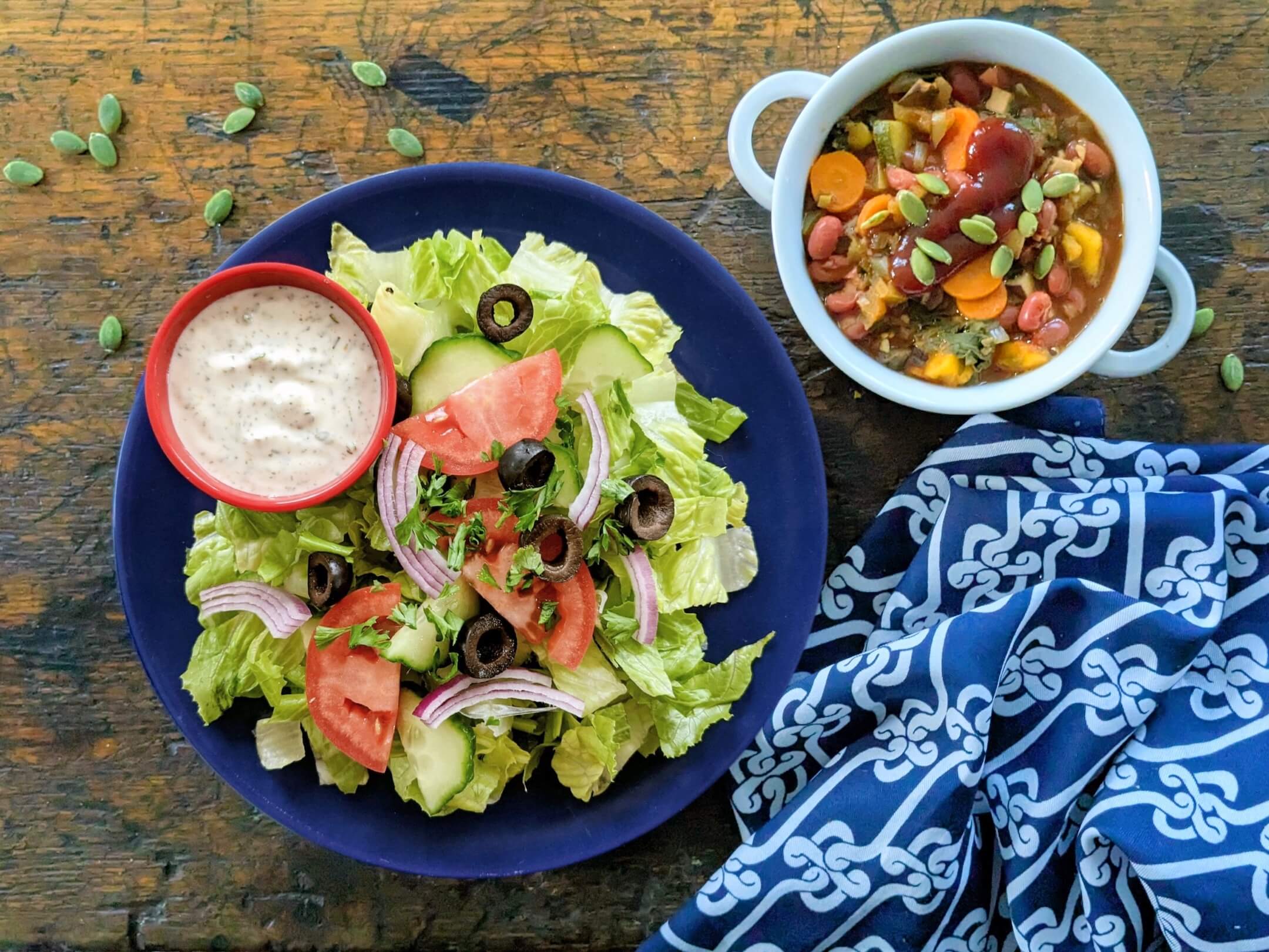 Southwestern Veggie Mango Stew and Crisp Cuke & Tomato Salad