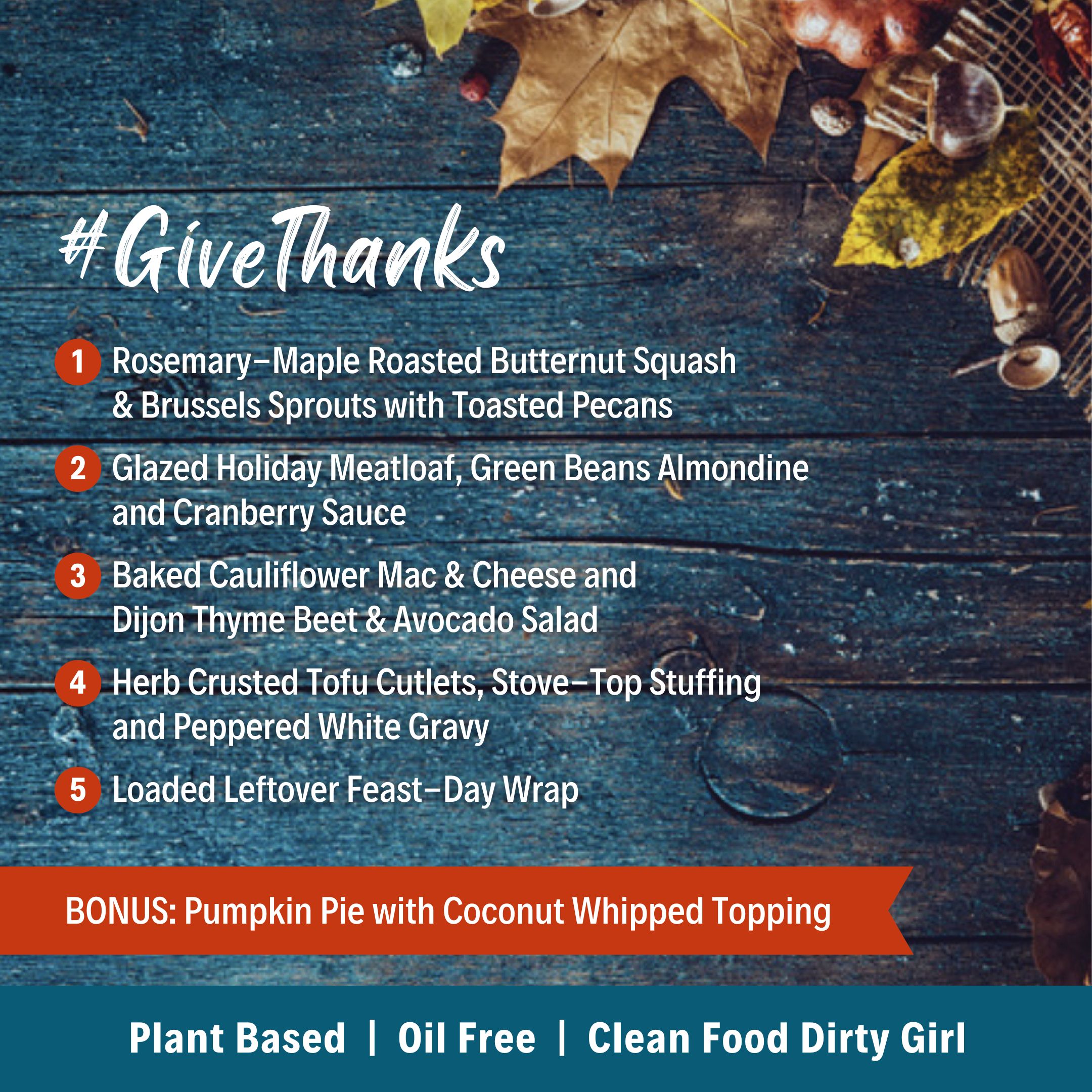 Give Thanks plant based meal plan