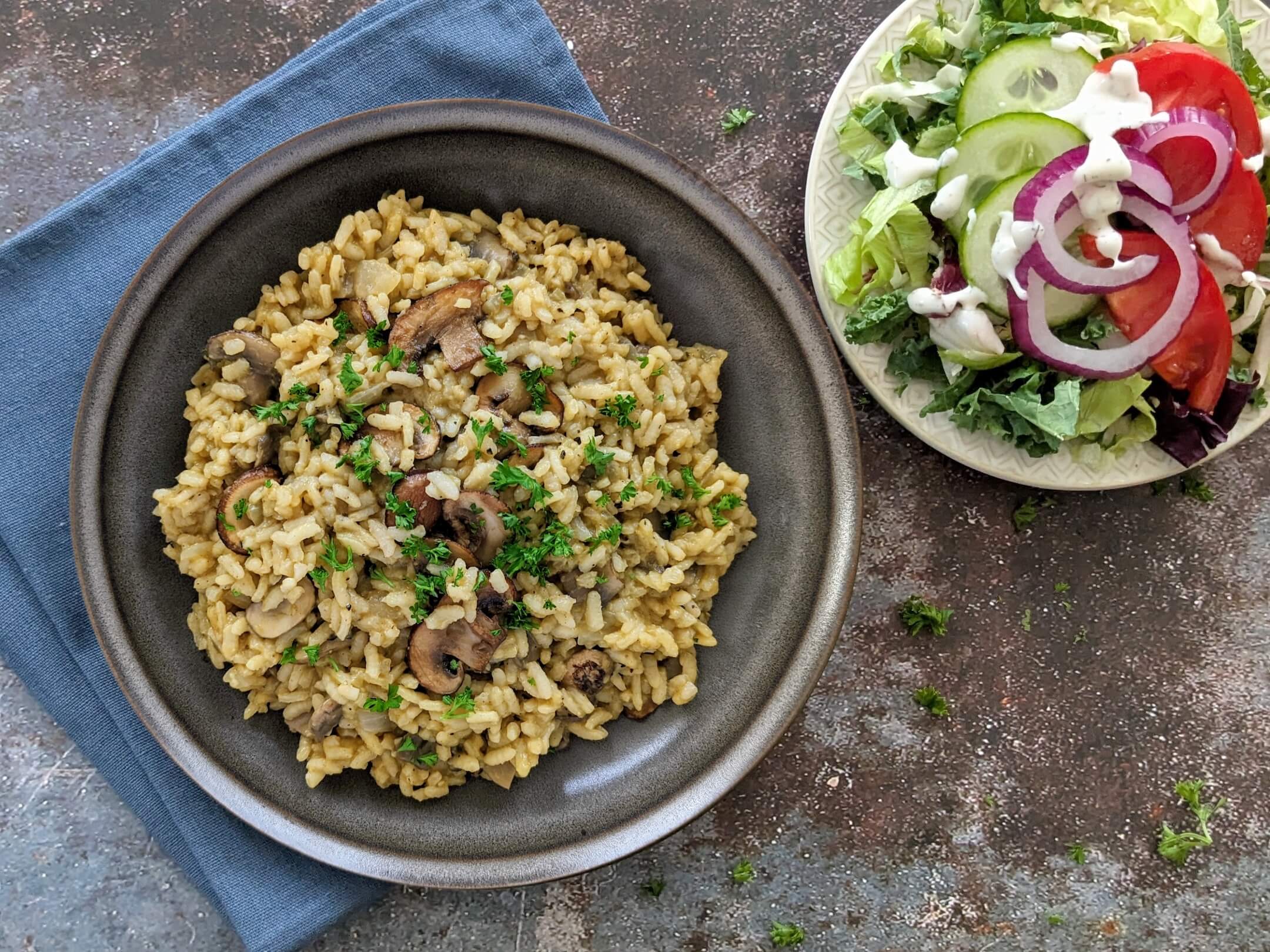 Mushroom Risotto and Crisp Side Salad