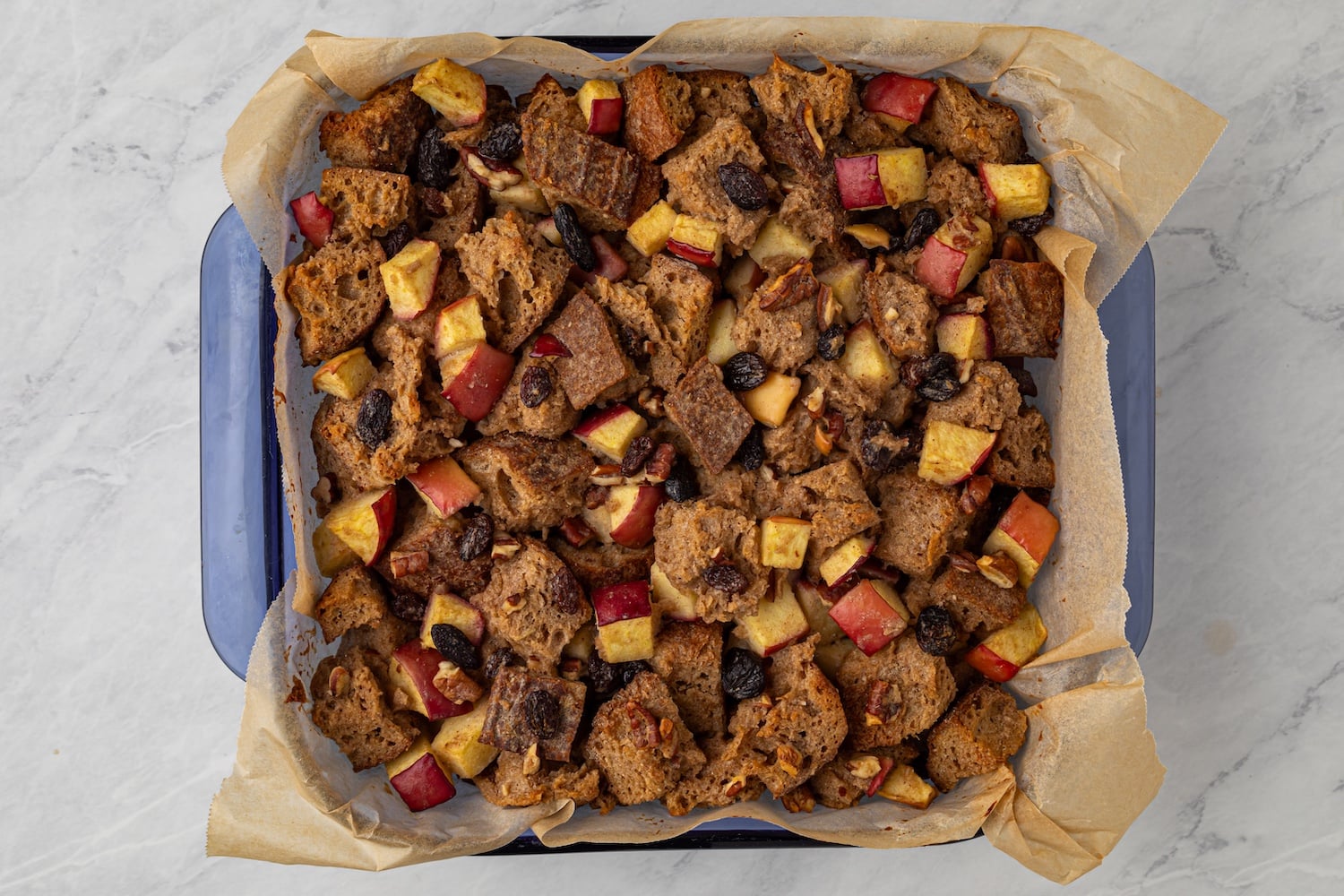 oil free plant based French toast bread pudding