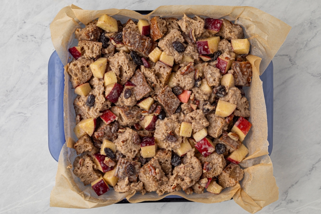 oil free vegan French toast bread pudding