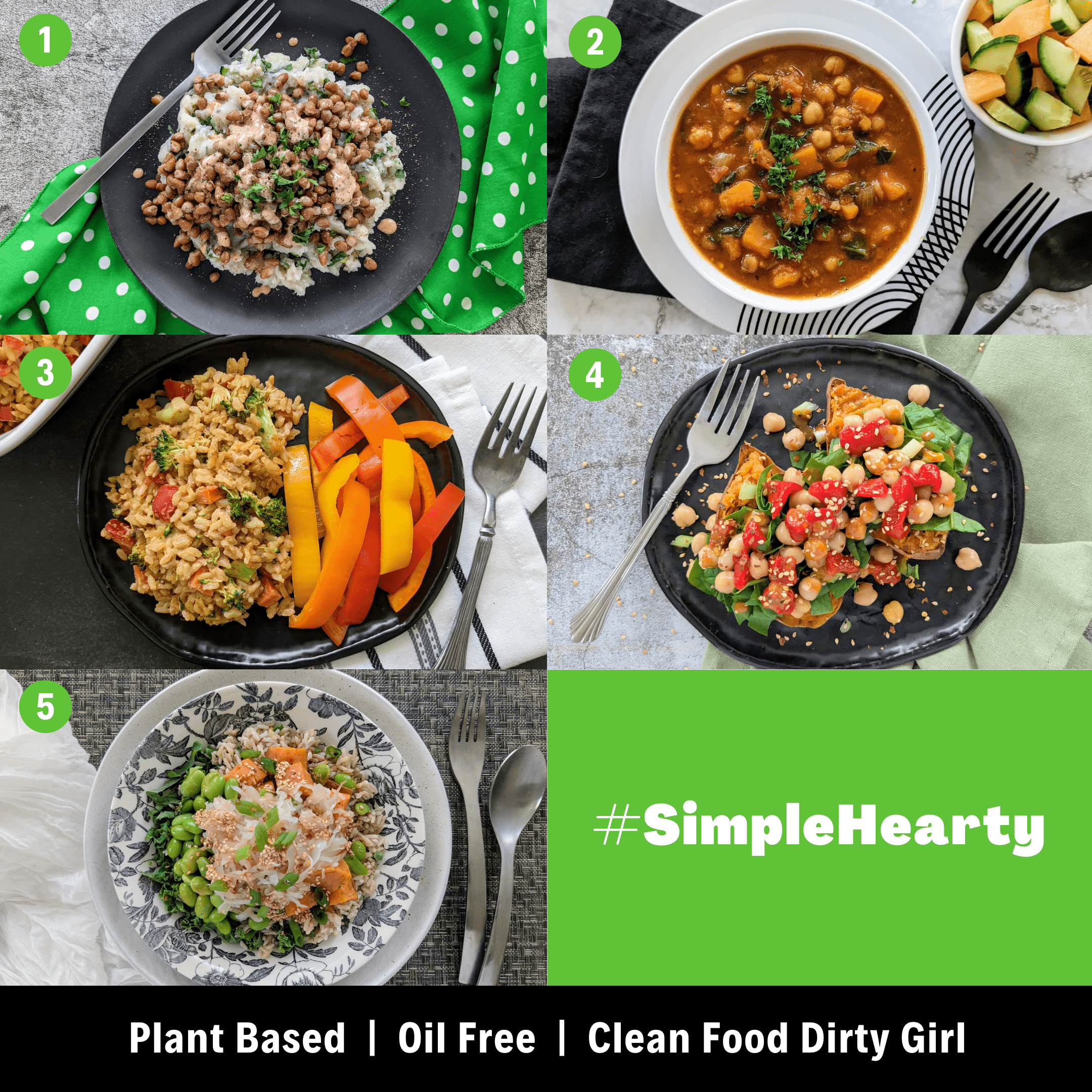Simple hearty plant based meal plan