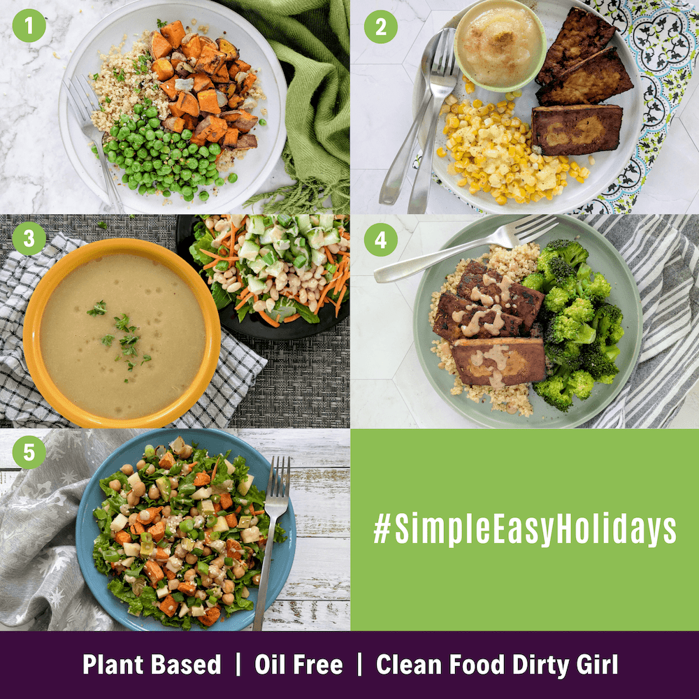 Simple Holidays Plant Based meal plan menu