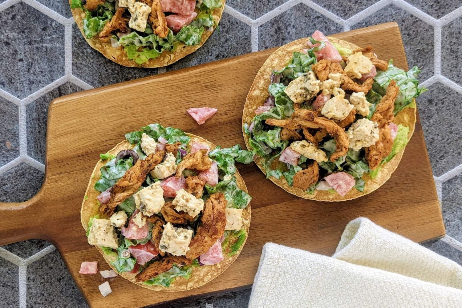 Caesar Salad Soy Curl Tostadas