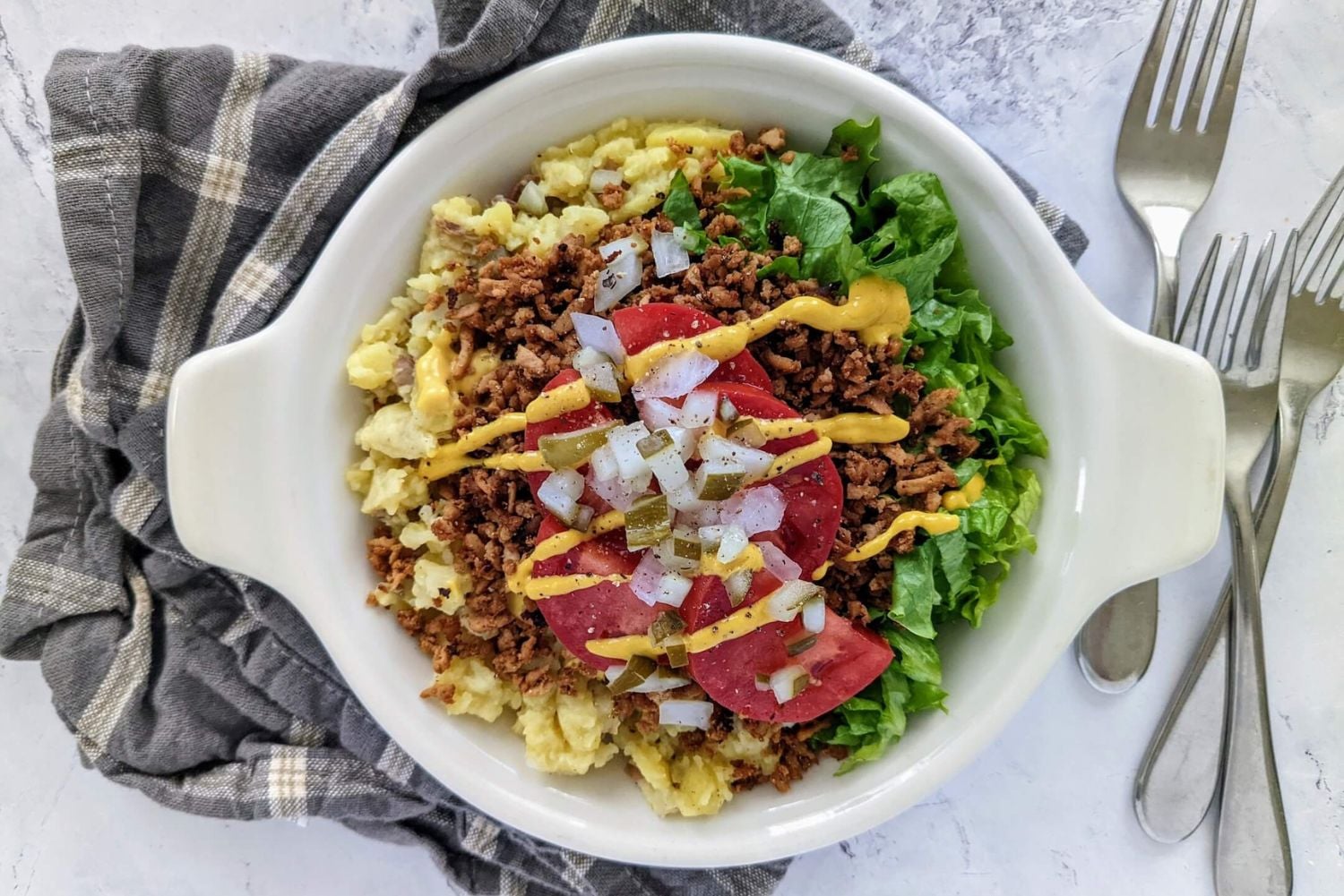 Smashed Potato Cheeseburger Bowl