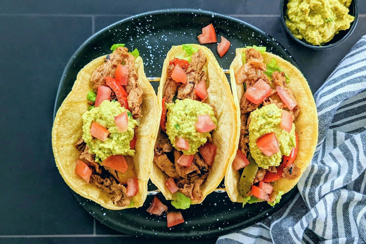 Soy Curl Fajitas with Green Pea Guacamole