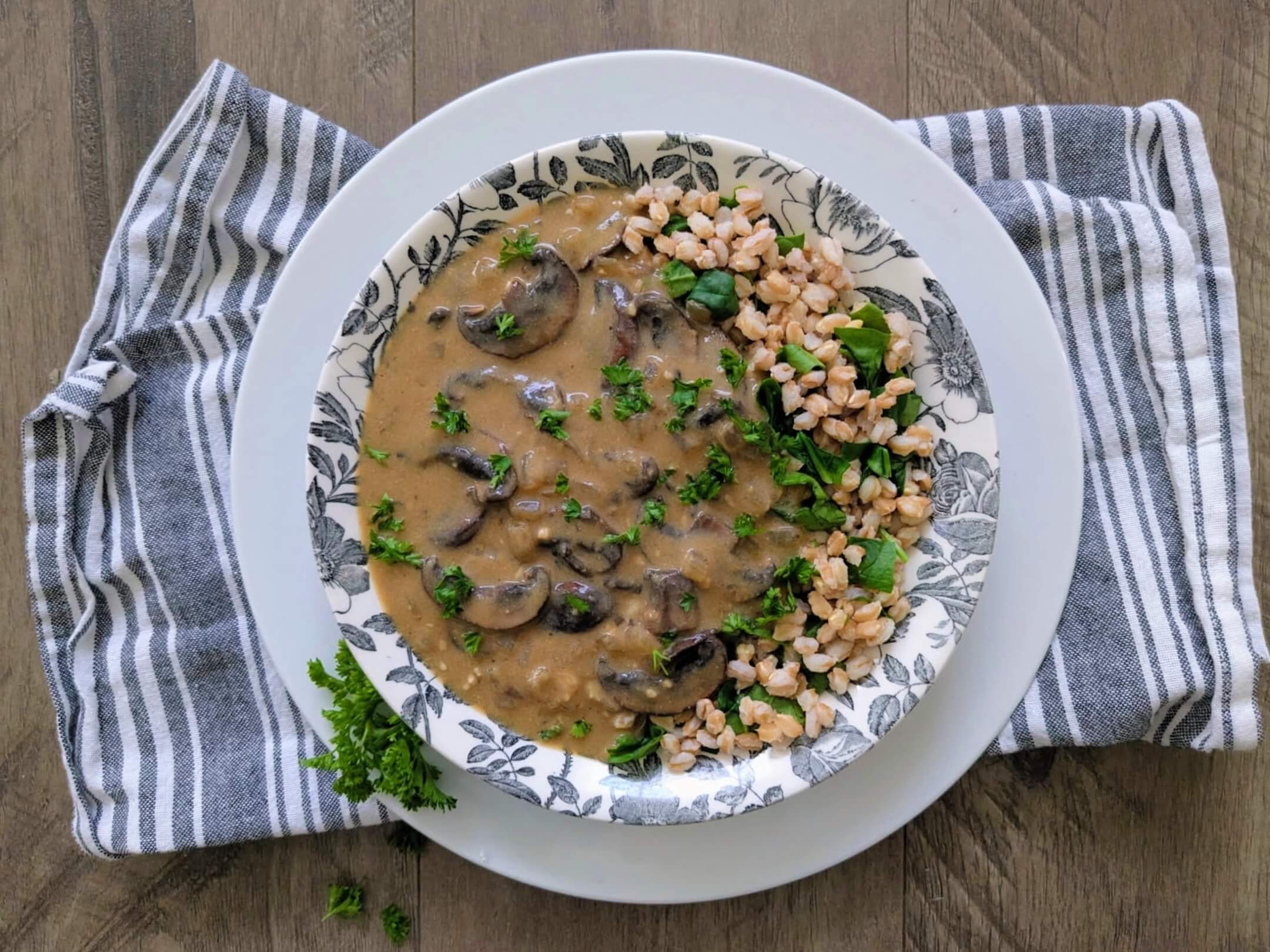 Mushroom Marsala over Lemon Parsley Farro