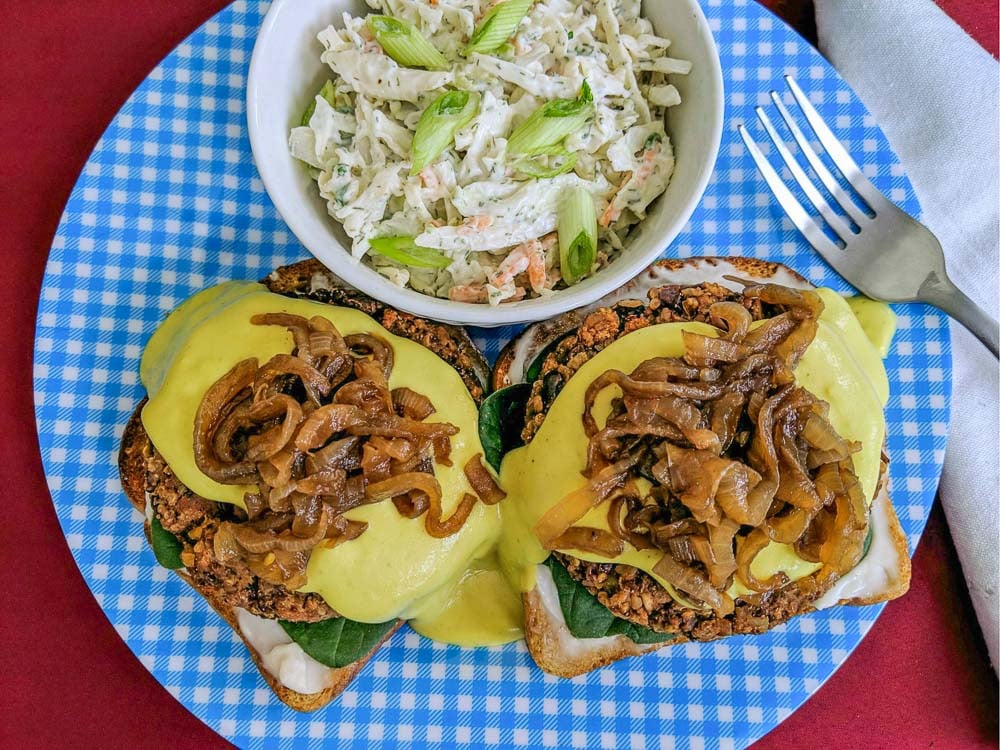 Blue Plate Special: Open-face Patty Melt with Cole Slaw