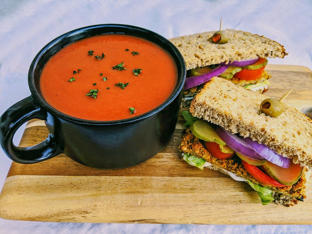 Dirty Club Sandwich and Diner-style Creamy Tomato Soup.