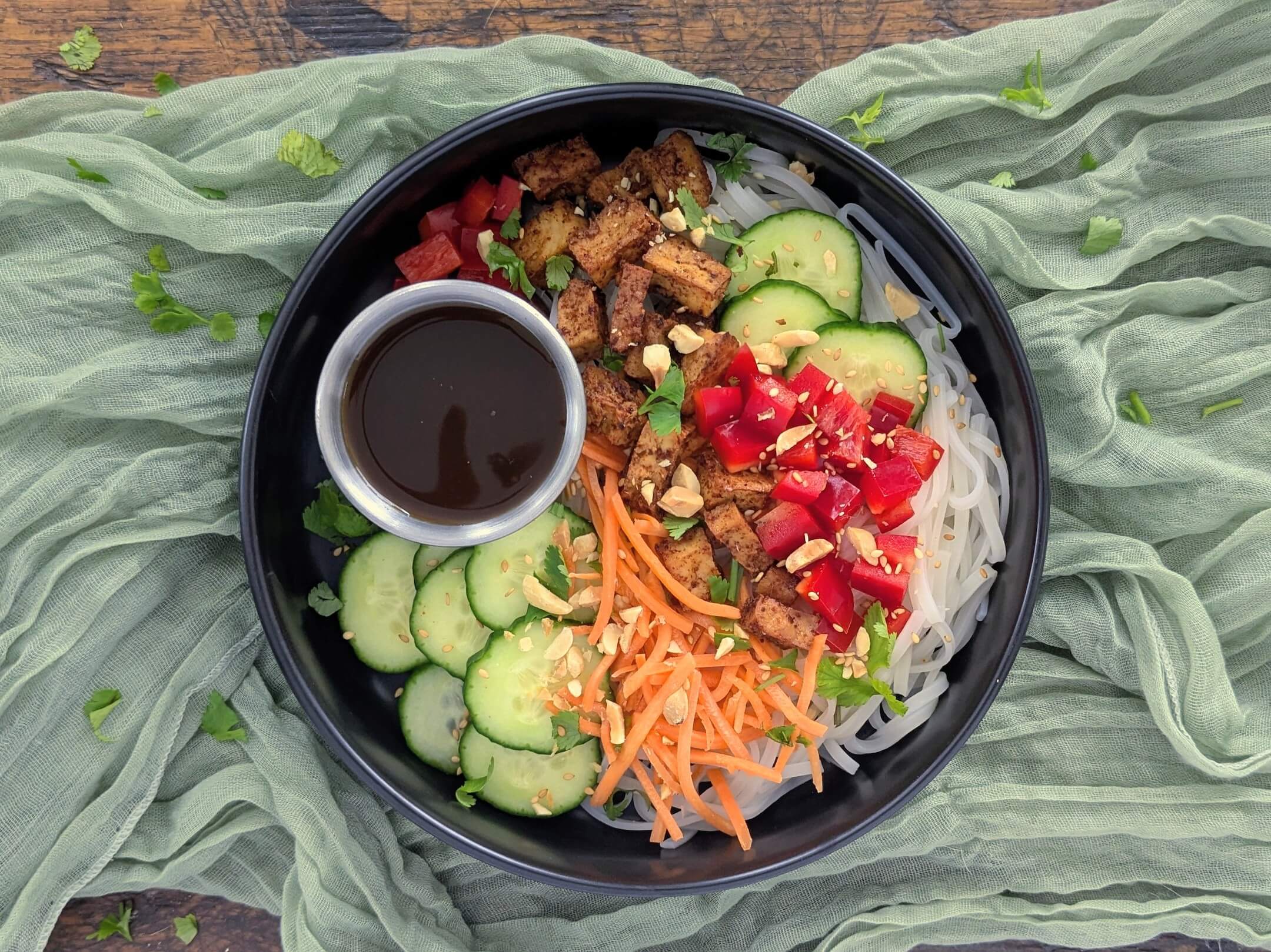 Chili Lime Tofu & Rice Noodle Bowl,