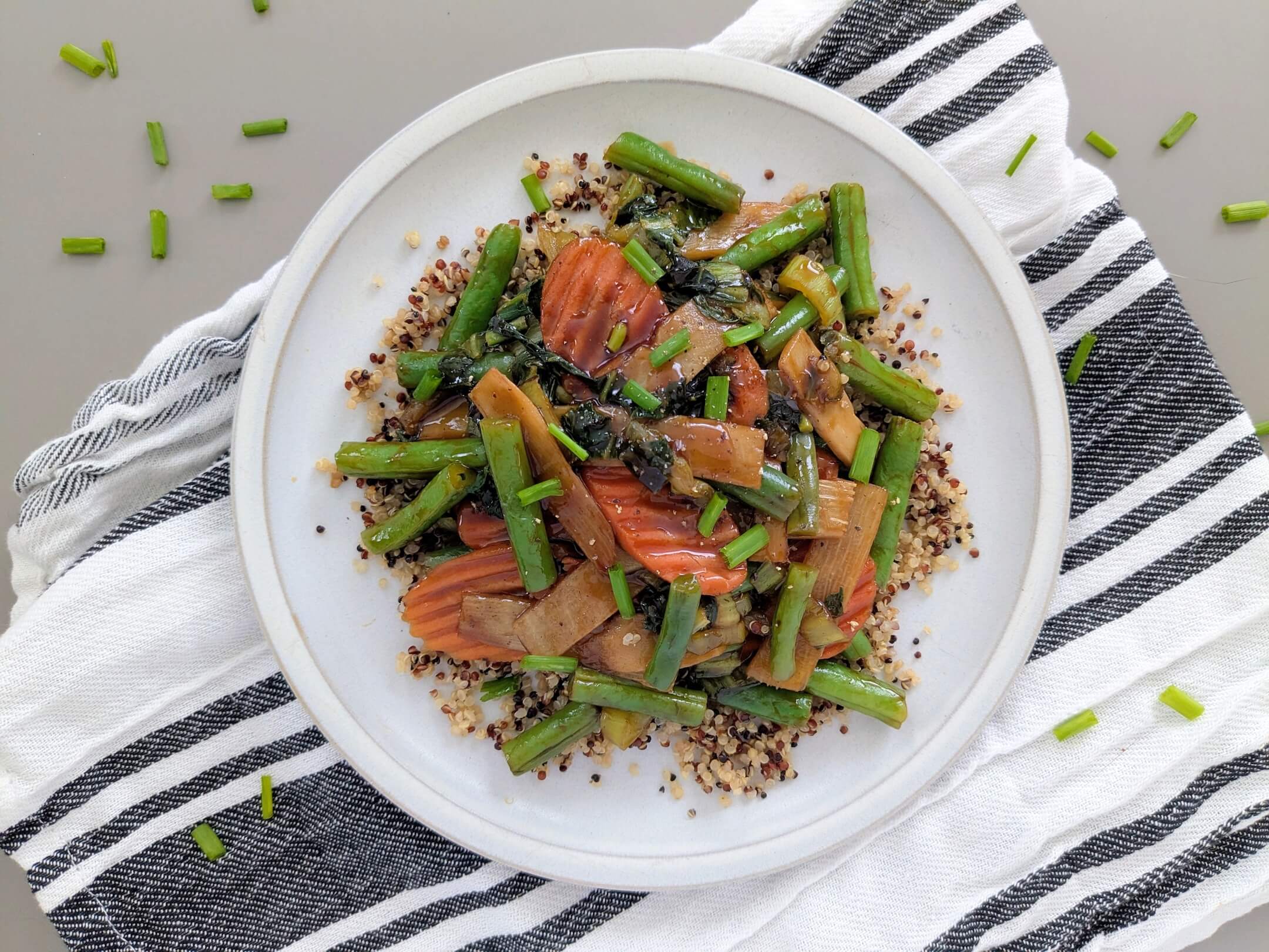 Bok Choy, Green Bean & Carrot Stir Fry 