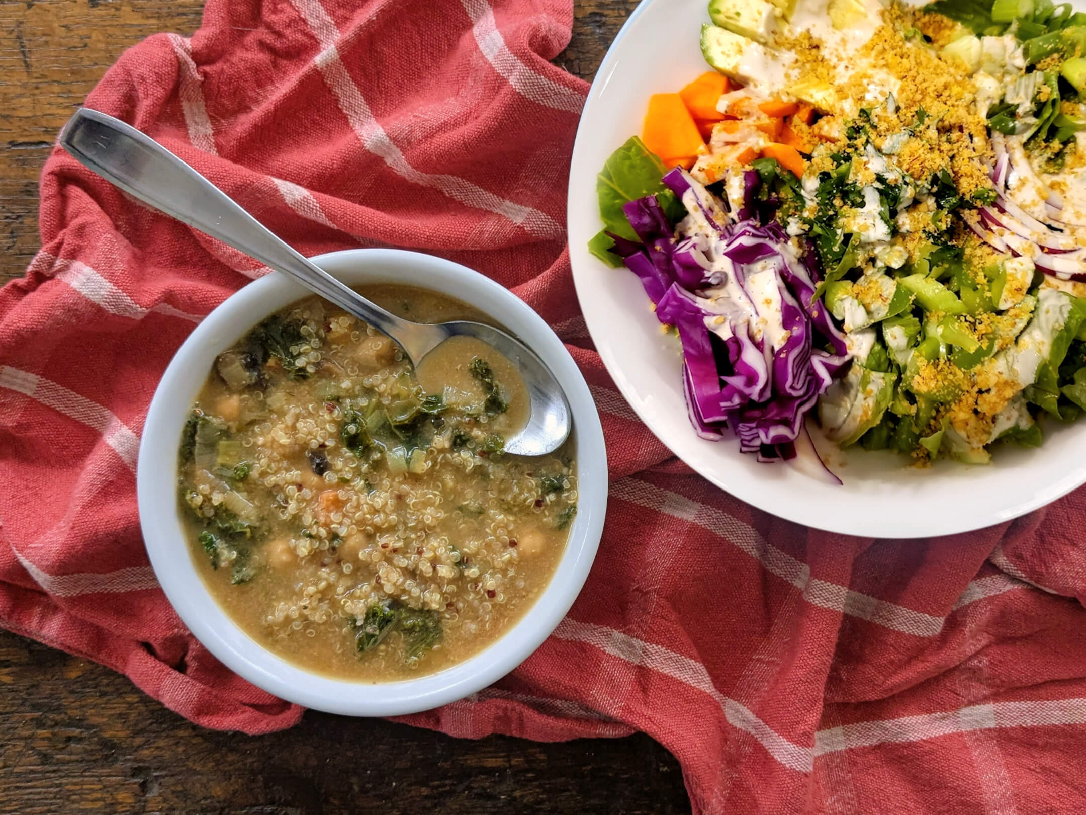 Lemony Veggie Quinoa Soup and Big Green Salad