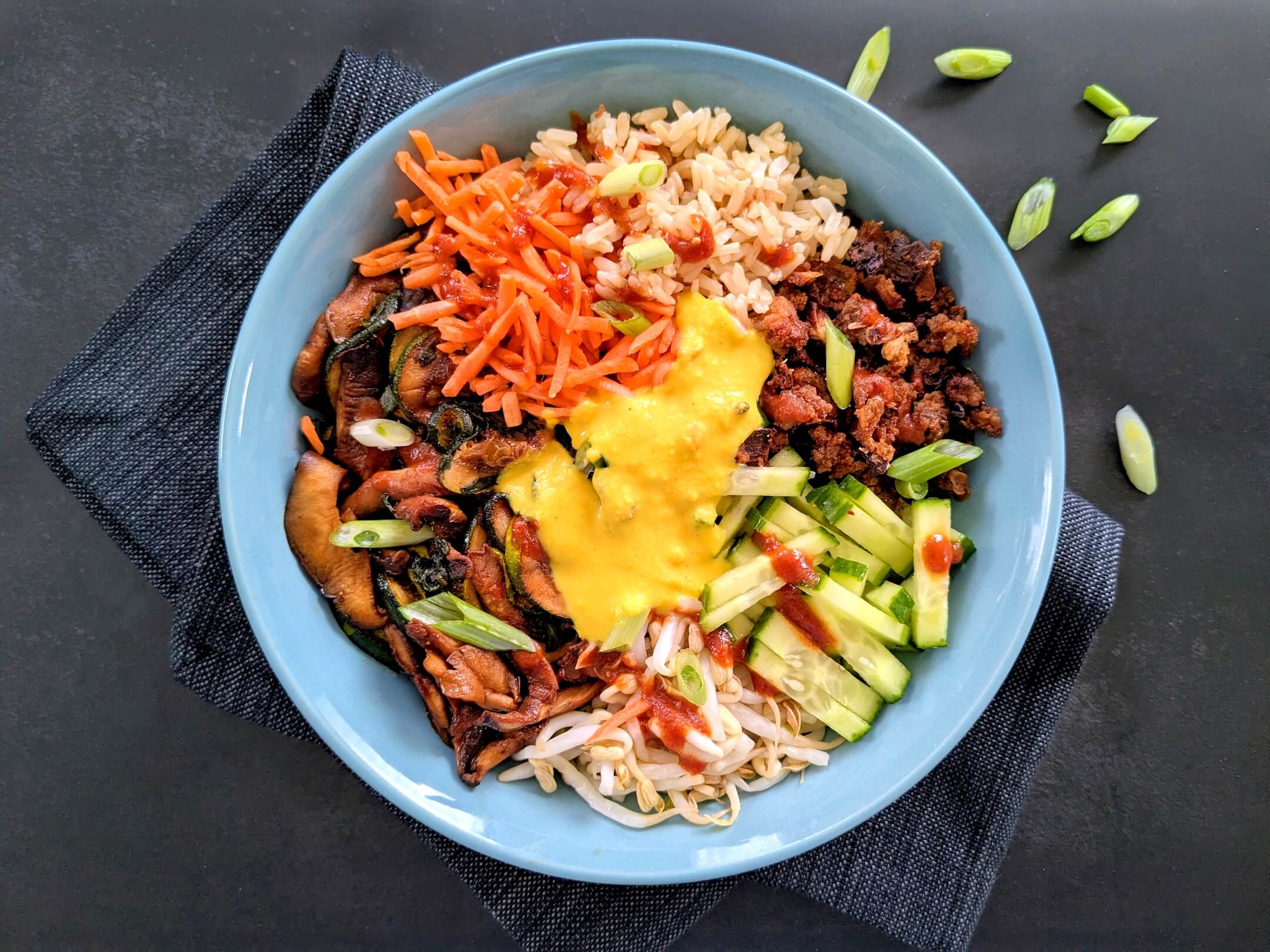 Tofu Bibimbap with Sunny Side Up Sauce