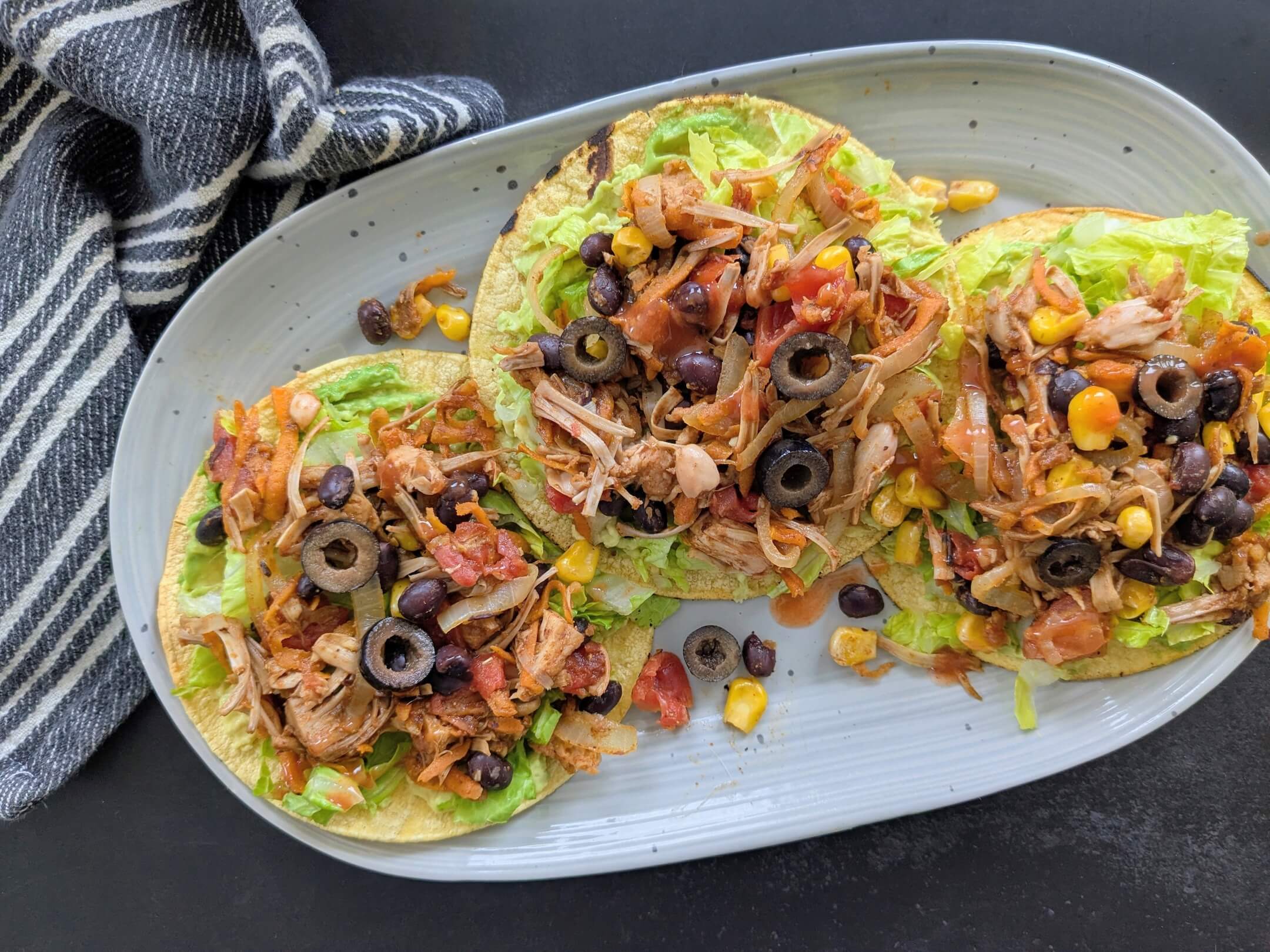 jackfruit & black bean tostadas family faves plant based meal plan