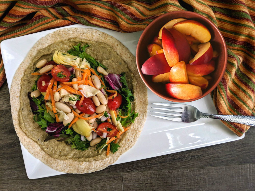 Baba Ganoush Wrap with Sweet Peach Wedges