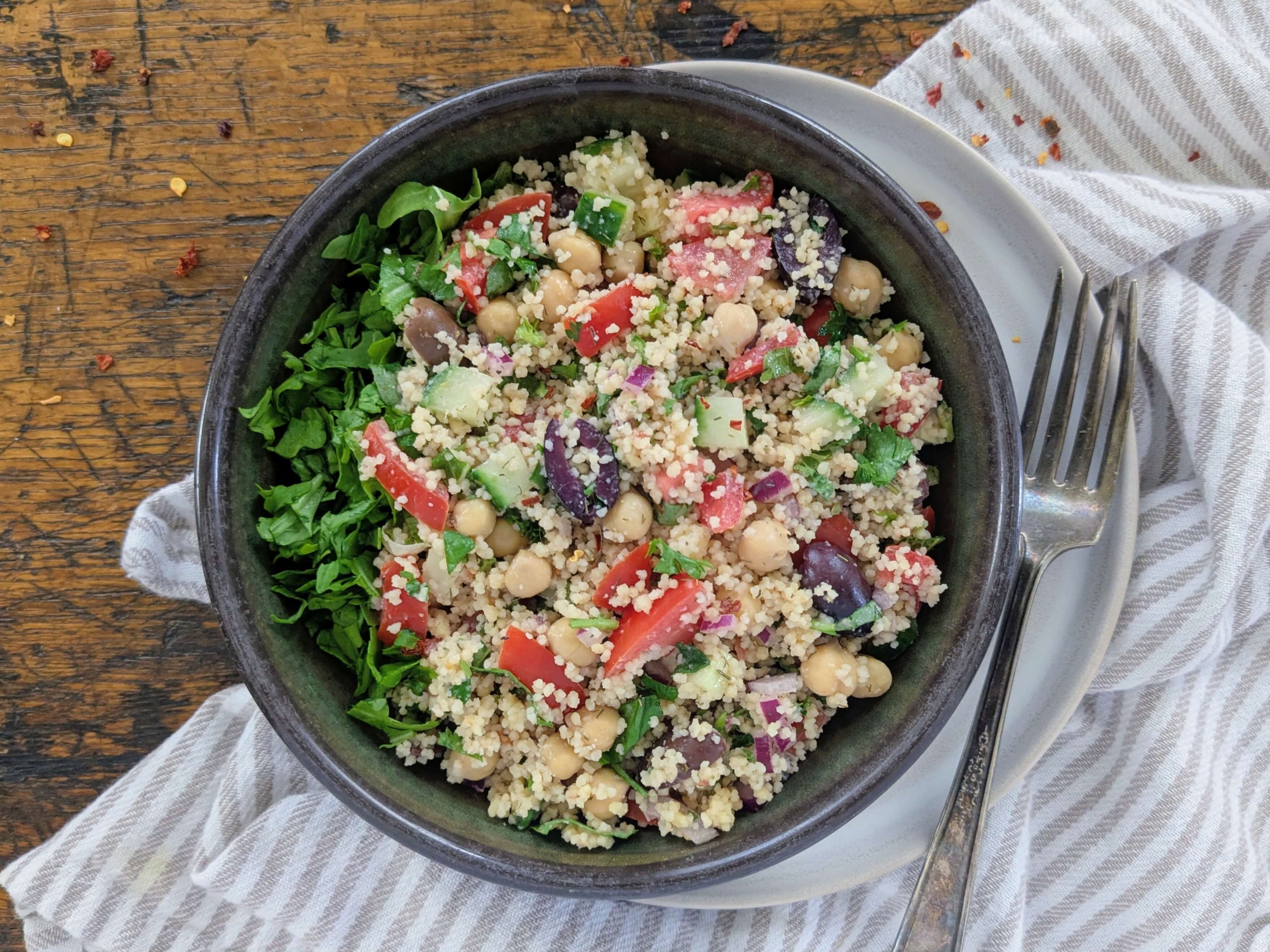 Plant based Lemony Greek Couscous Salad 