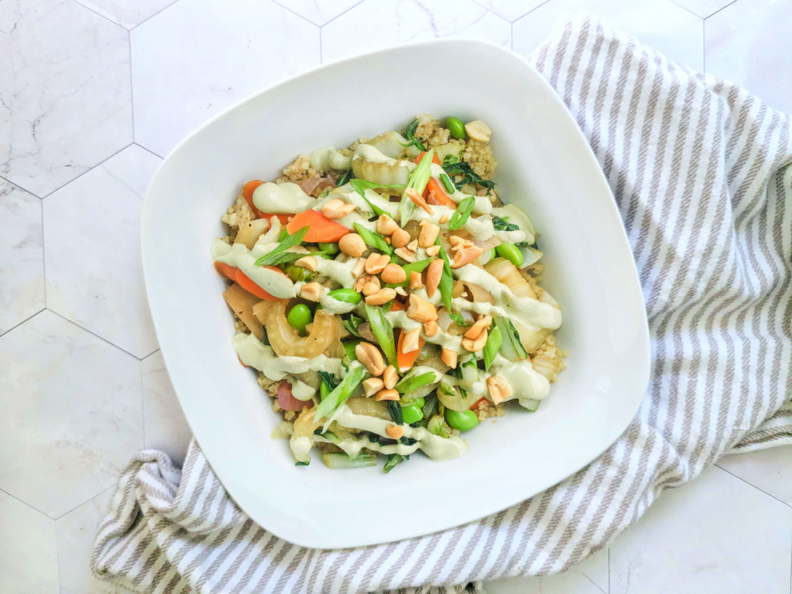 Veggie Loaded Asian Stir Fry over Quinoa.