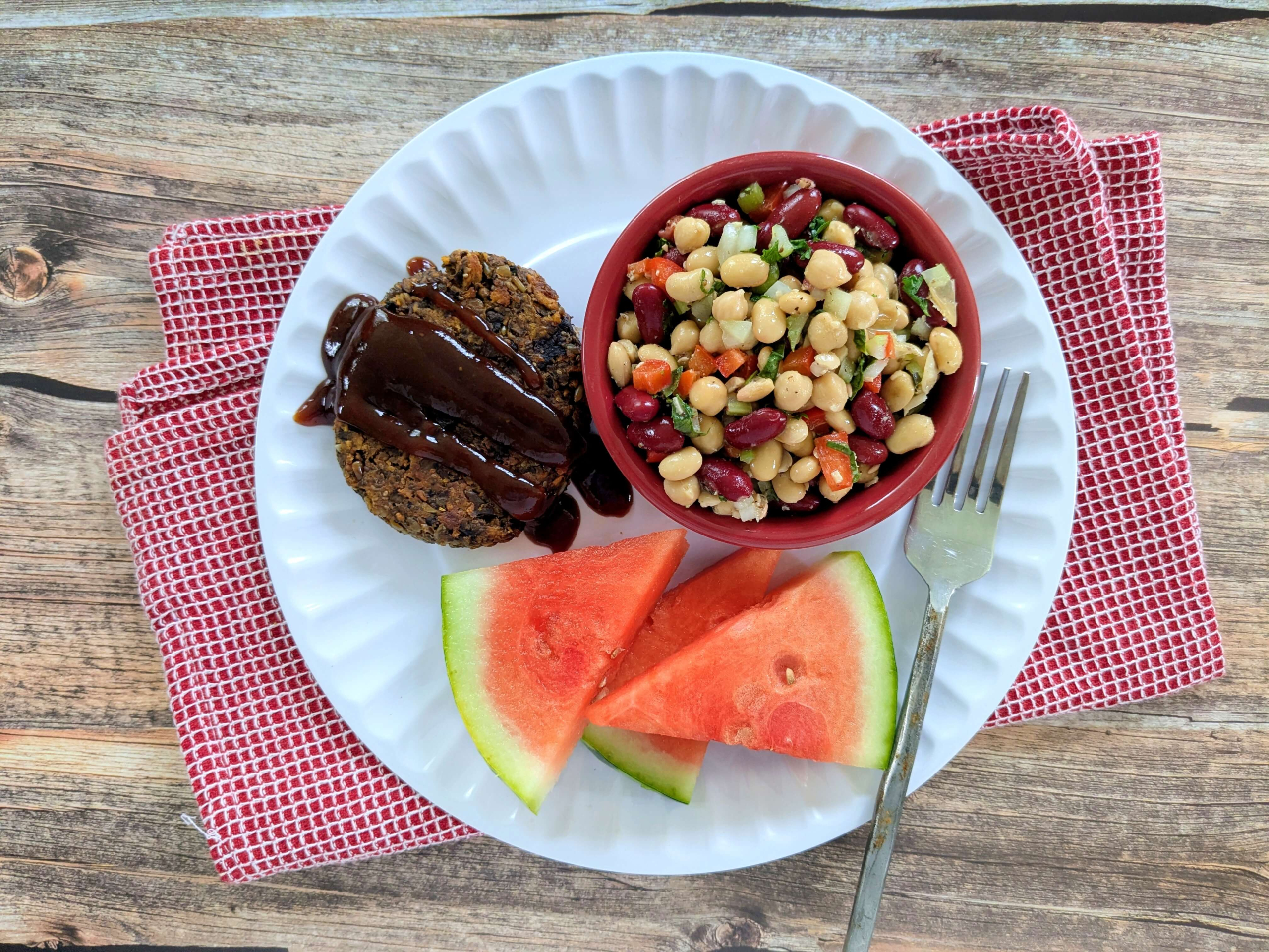 Cowboy Steaks, 3-Bean Salad and Watermelon