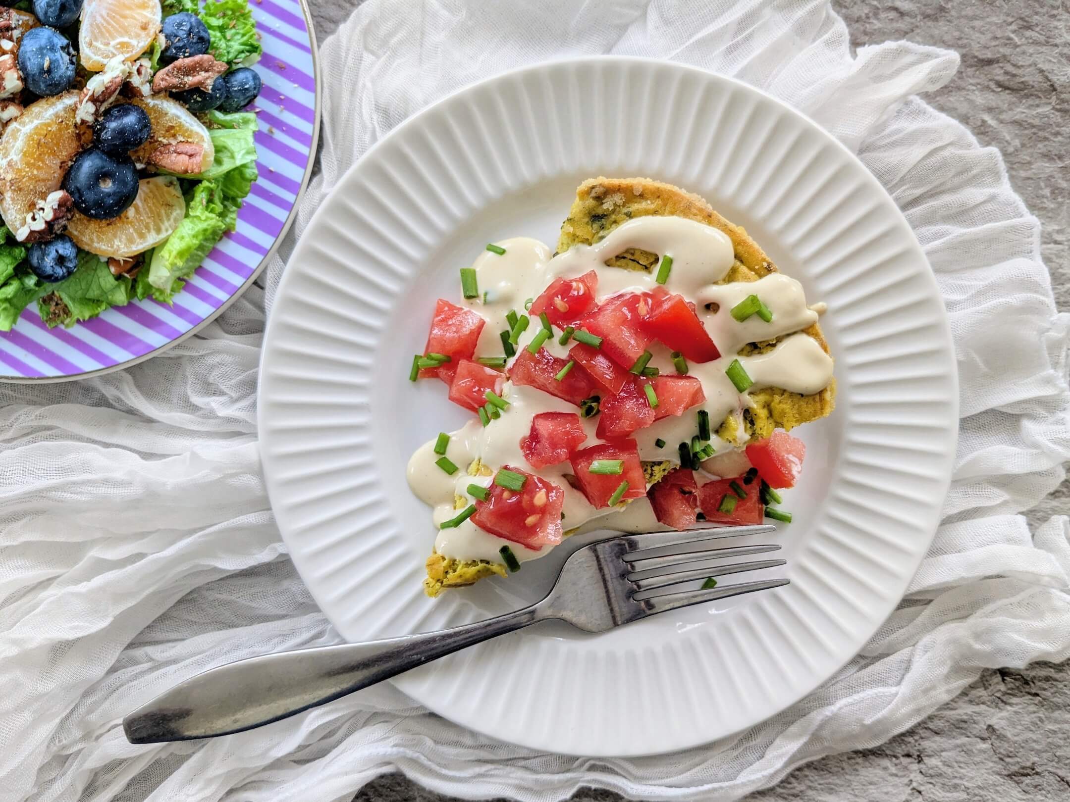 Spinach, Mushroom & Artichoke Frittata and Blueberry Breakfast Salad 