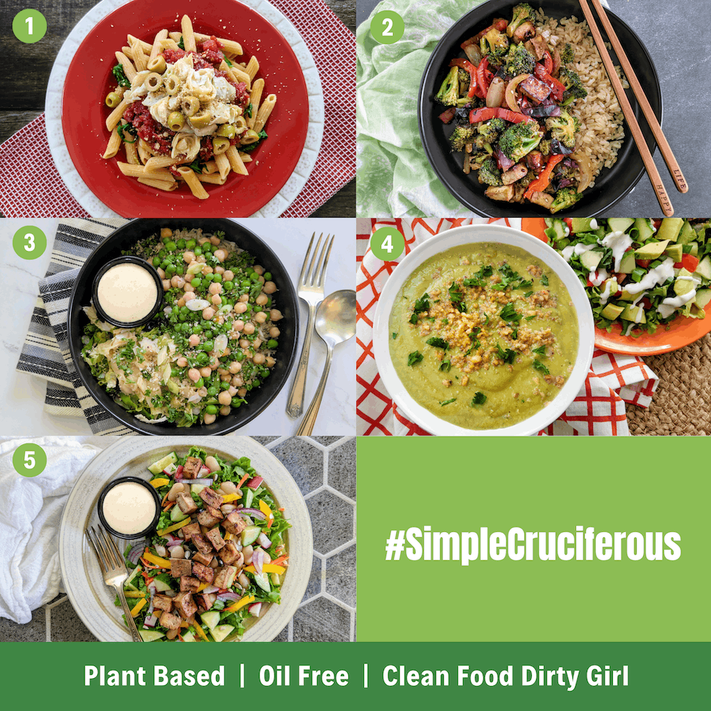 Simple cruciferous plant based meal plan menu