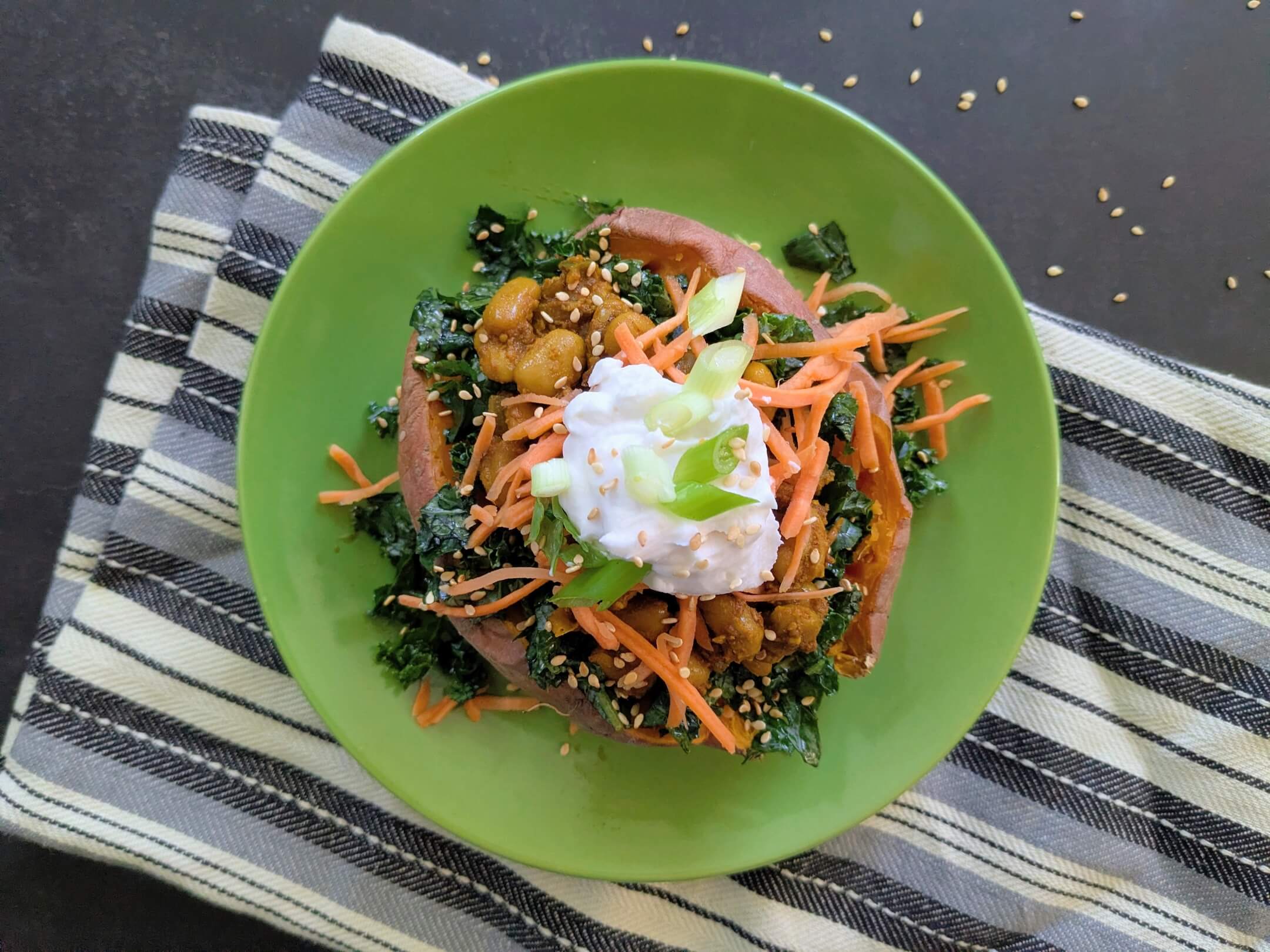 Baked Sweet Potatoes with Cauliflower Sour Cream